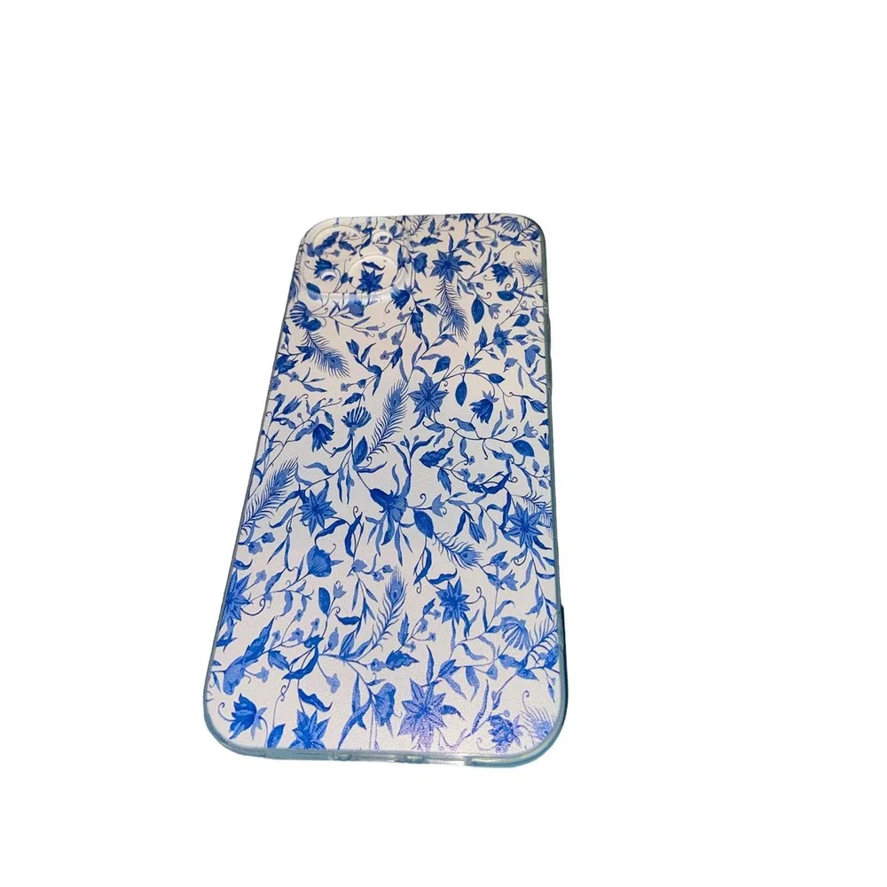 Iphone 14 plus , Festas floral blue watercolor case
